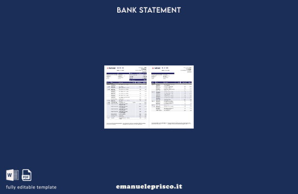 modello di parola (pagine) di estratto conto bancario Natwest del Regno Unito in